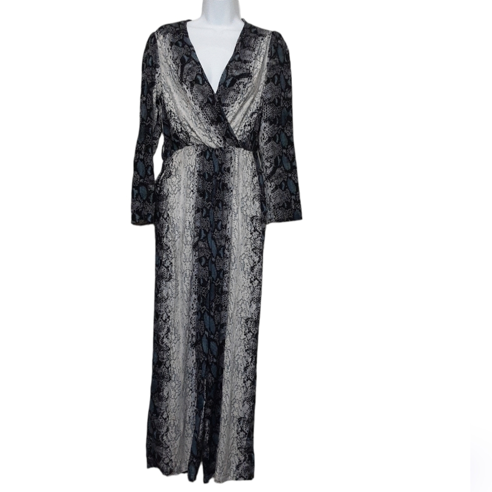 Angie snake printed women casual jumpsuit S gray vacation y2k retro lagenlook